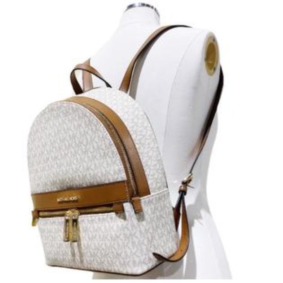 MICHAEL KORS Kenly Medium Backpack Signature Vanilla Bag - Picture 1 of 16